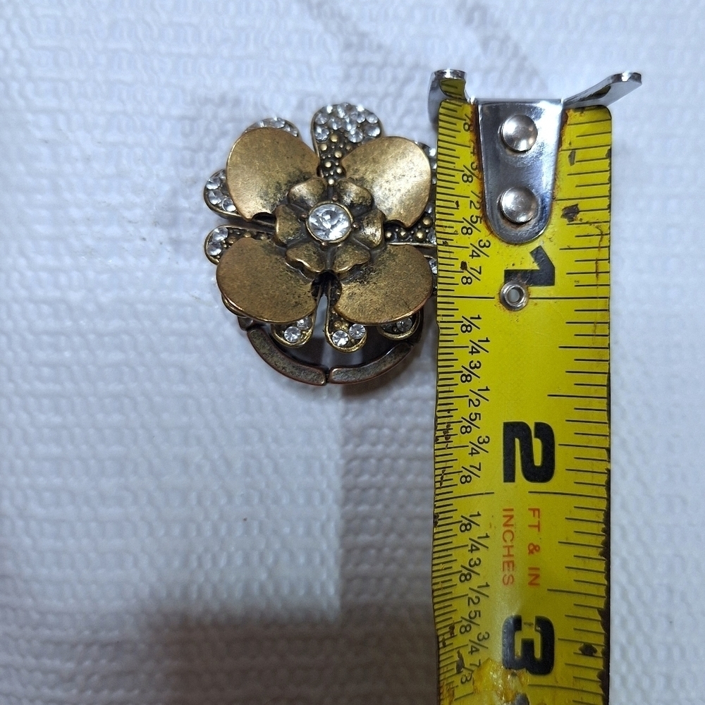 Costume Jewelry Wemones Faux Stone Flower Stretch Brass Ring - Picture 7 of 7